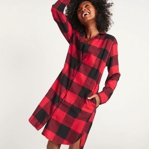 NIP Old Navy Buffalo Plaid Flannel Nightgown, Medium Tall